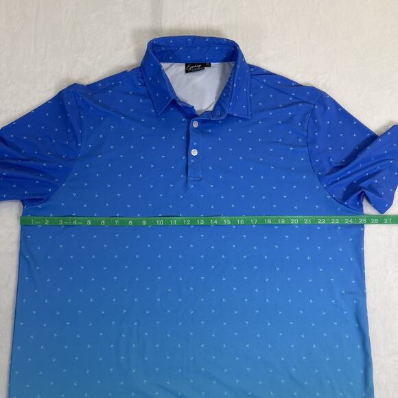 Sunday Swagger Golf Polo Shirt Blue Ombre Palm Tree Short Sleeve Men's Size XL - Picture 4 of 10